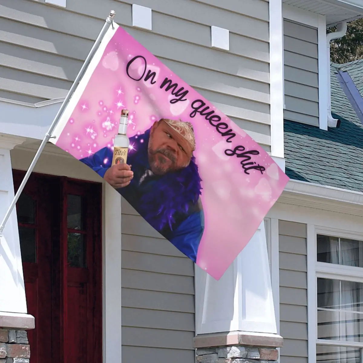 Bandera Bertram On My Queen Pink Sugimo para interior y exterior, con 2 ojales, decoración duradera, 60x90 90x150cm