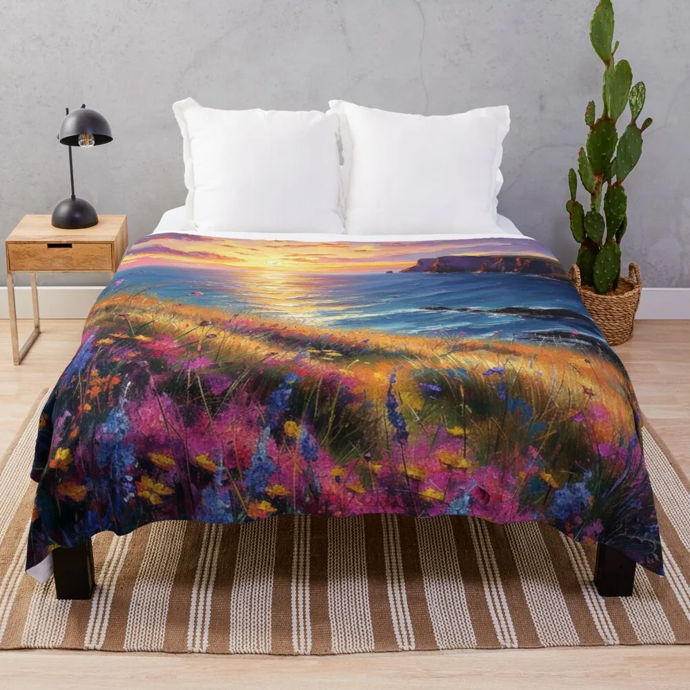 

Flowered Cliff Throw Blanket Furry Thin Blankets