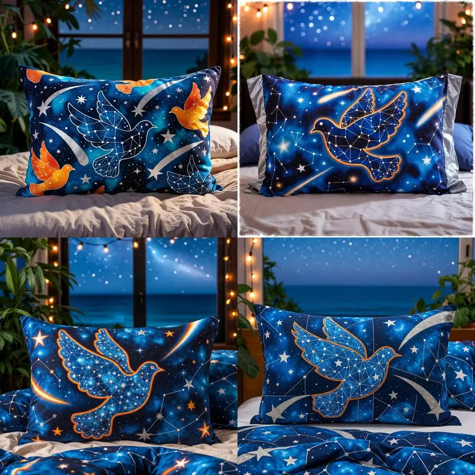 

Наволочка Starry Night Doves Cosmic, подходит для дивана, спальни, автомобиля, прямоугольная подушка для спины