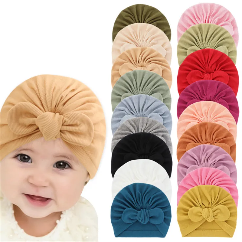 Baby Hair Accessories Hair Bow Beanie Caps Girl Knotted Turban Hat Head Wraps