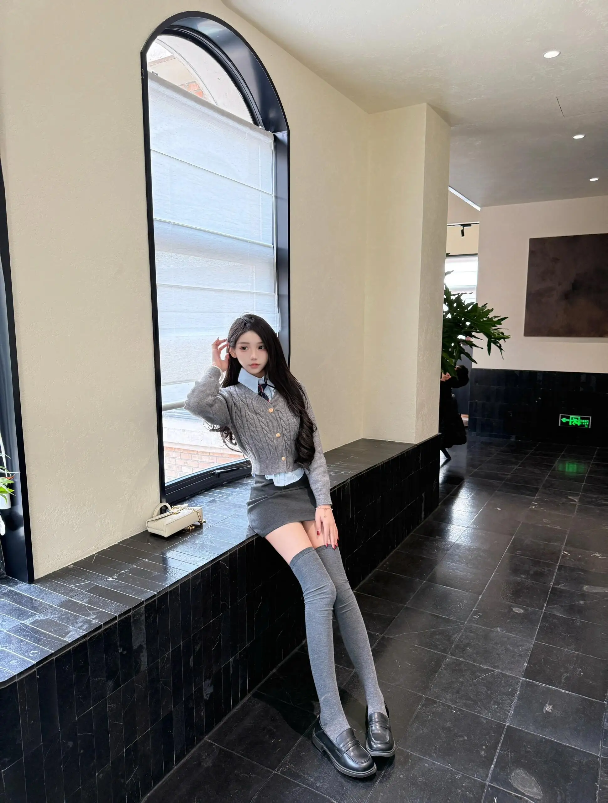 

Американский вязаный комплект из свитера и юбки в стиле колледж, для тематического парка Universal Studios...