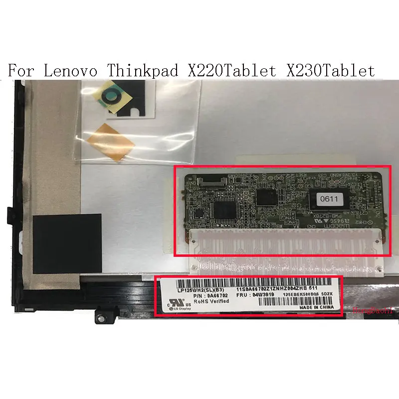 Rakitan layar sentuh tampilan LCD untuk Lenovo Thinkpad X220T X230T LP125WH2 SLB1 SLB3 Digitizer