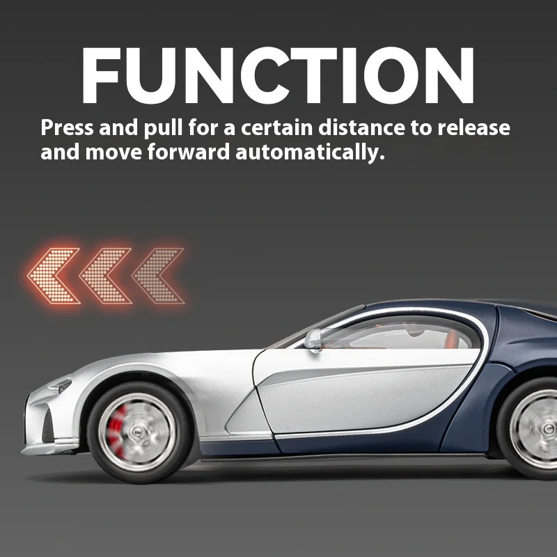 1:24 Cool Track-Sportwagen-Legierungsmodell, sanfte Beleuchtung, simulierter Soundeffekt, Kollisionsbeständigkeit und Fallbeständigkeit