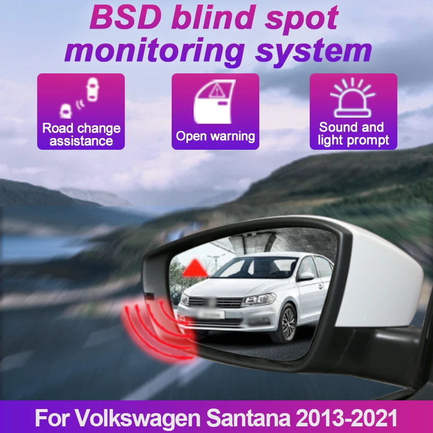 Car Blind Spot Detection System BSD BSA BSM Car Sensors Drive Rear Mirror Monitoring For Volkswagen Santana 2013-2021