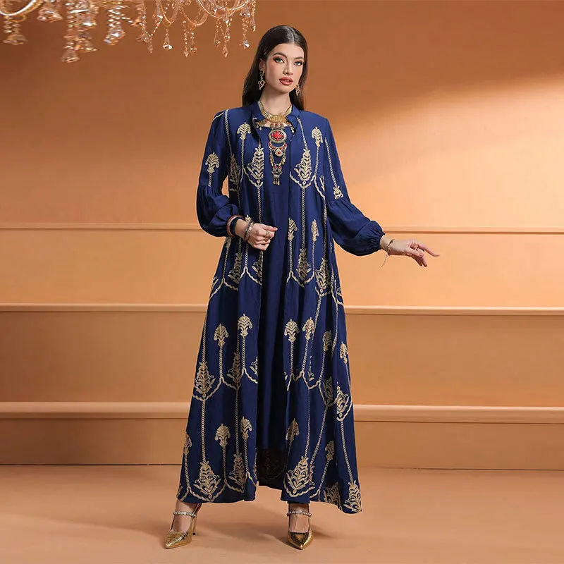 

Ky1872 Embroidered Loose Casual Dress Fashionable Elegant Party Gown Long Dress Robe Abaya Ramadan Dubai Luxury Islam Elegant