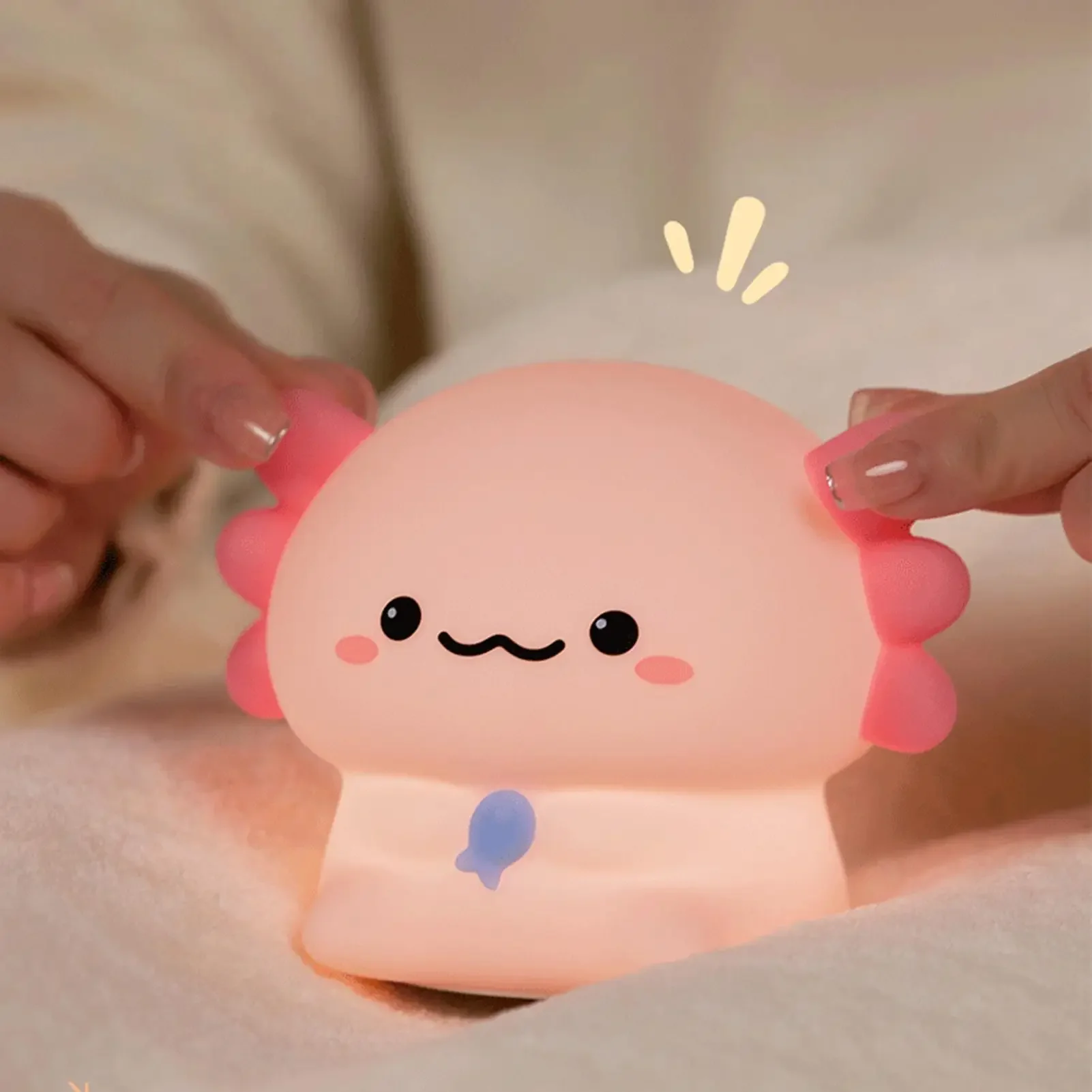 Axolotl LED Night Touch Light USB Rechargeable Silicone Lamp 3 Levels Brightness Timing Light Animal Bedside Lamp Gift for kids