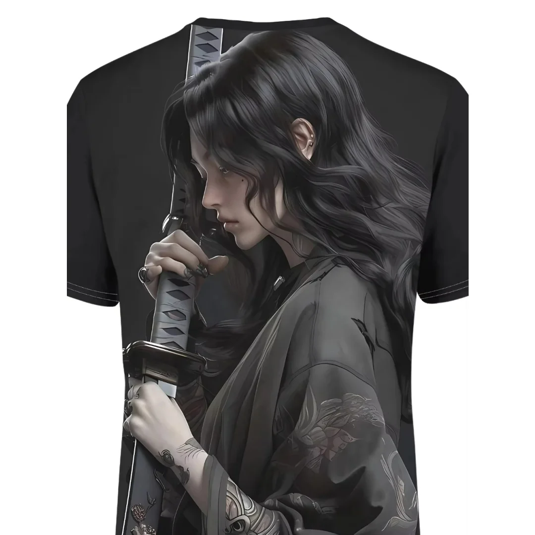 Kaus Grafis Samurai Wanita Jepang Kaus Pria Olahraga Musim Panas Cetak 3d Cepat Kering Kaus Pakaian Anak-anak Wanita Y2k