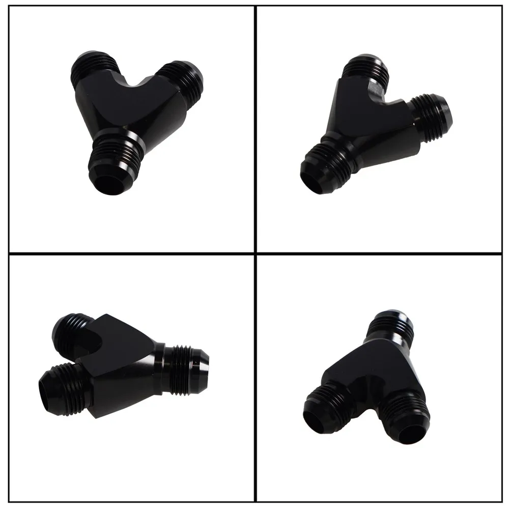 High Quality AN4 AN6 AN8 AN10 Y Adapter Block Male Thread Fuel Hose Fitting Adapters Tee Oil Pipe Joint Universal Aluminium