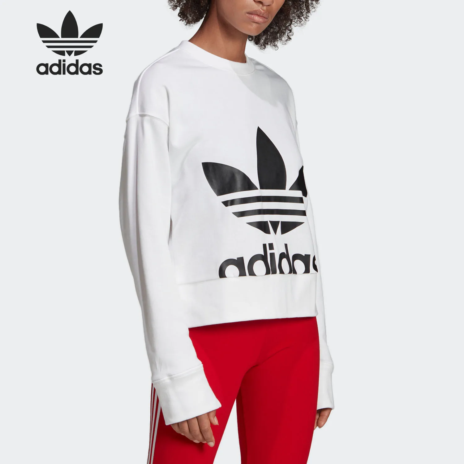 Adidas genuine clover women's simple casual round neck pullover sweatshirt EC5777