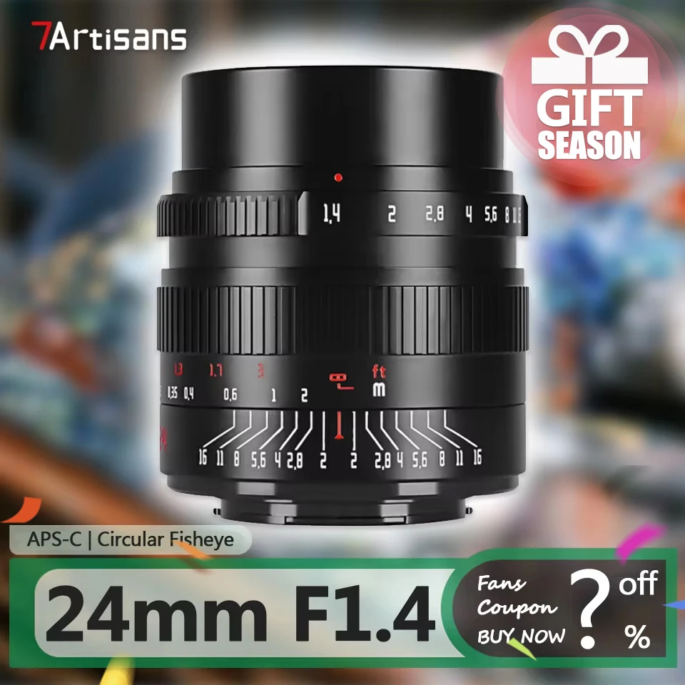 7artisans APS-C 24mm F1.4 Wide Angle Prime Environmental Humanities Camera Lens for Photography with E X Z RF M M43 L Mount