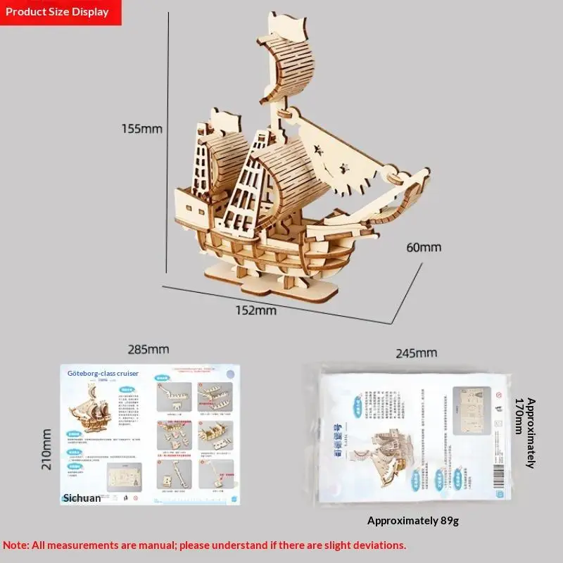 2026 NEW 3D Wooden Gotheborg Sailing Ship Puzzle DIY Handcraft Educational Assembly Toy For Kids Home Ornament Birthday Gift