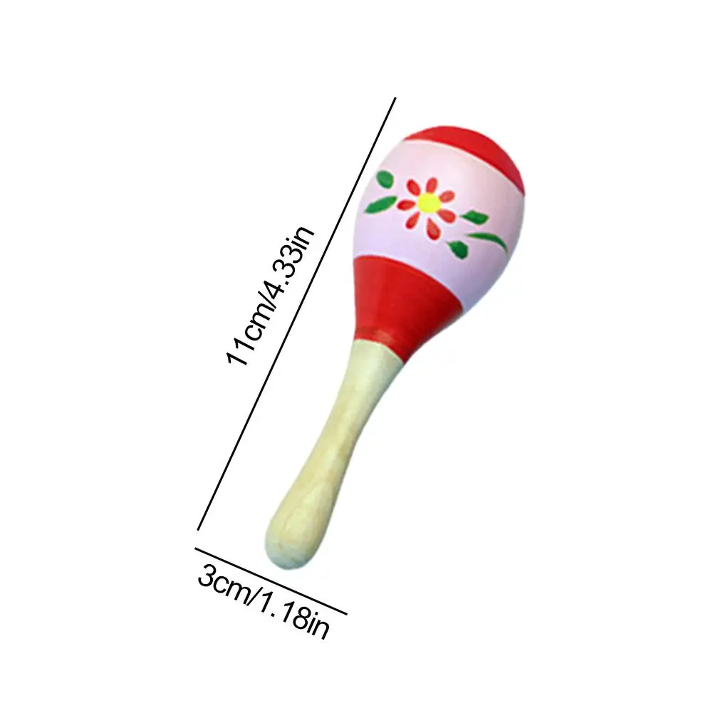 나무 마라카스 악기 장난감 다채로운 만화 마라카 딸랑이 샌드 해머 유아 놀이 장난감 출생 아기 청취 연습