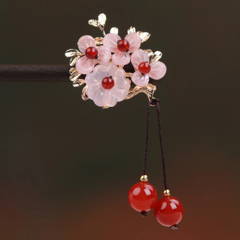 

1Pcs Classic Wooden Hairpin Retro Floral Decorative Updo Clasp for Women Girls Birthday Valentine's Day Retro Hair Clasp