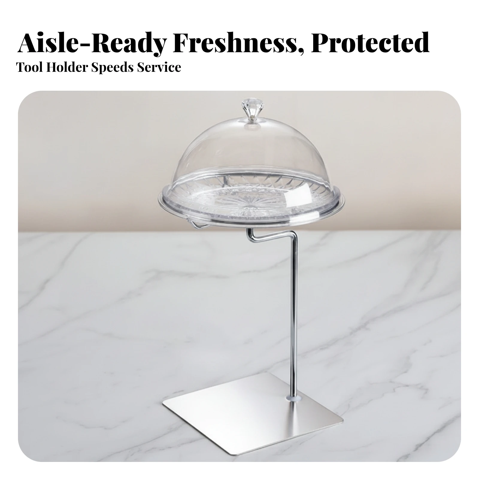 Food Tasting Stand with Dome Cover Steady Sampling Display with Stainless Steel Bowl Serveware Compact for Supermarkets