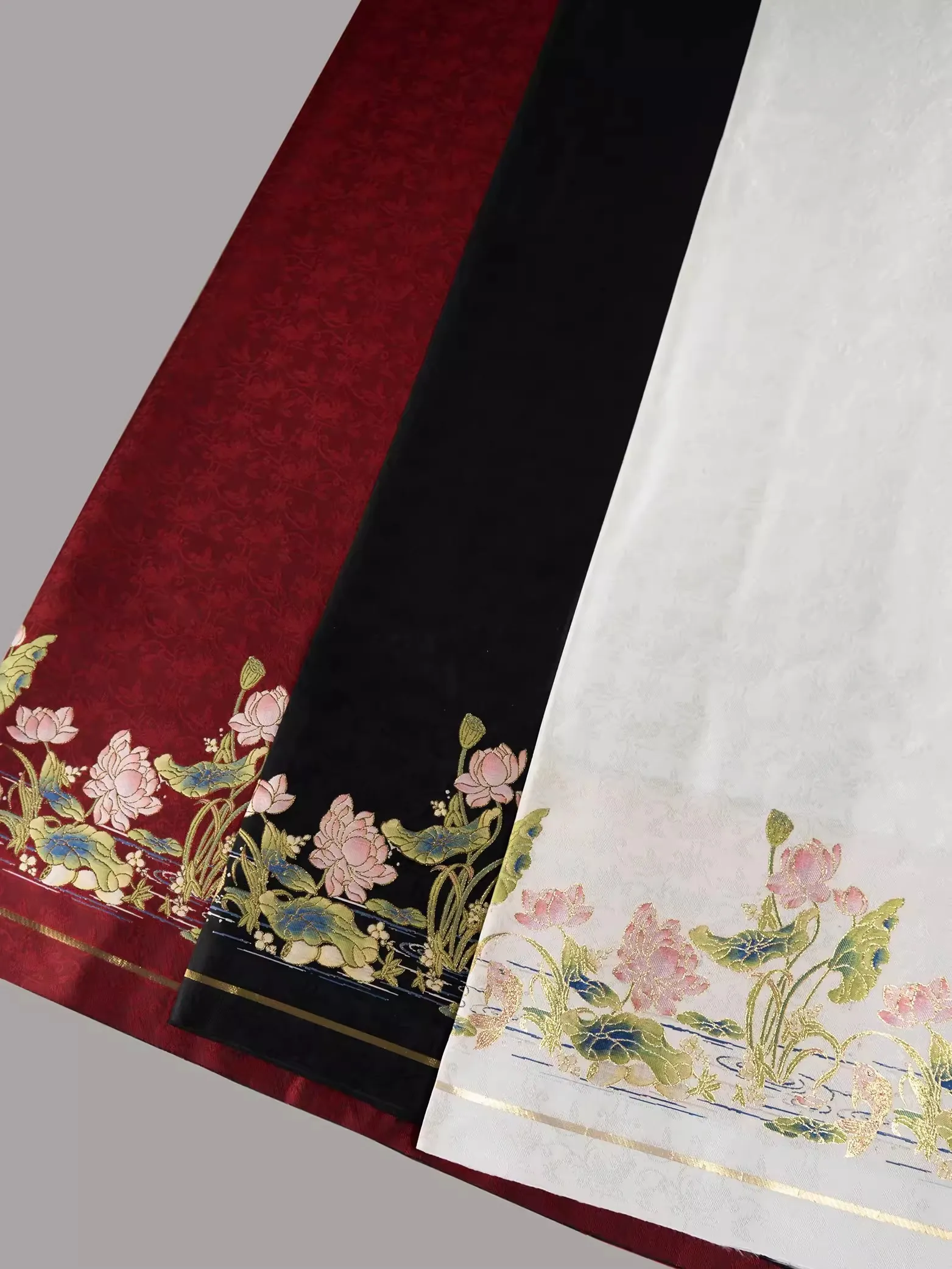 Ming Style Hanfu Material Mamianqun Fabric Lotus Flower Jacquard Weaving Autumn and Winter 145x115cm