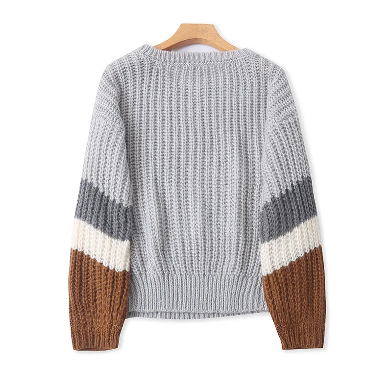 Coupe ample paresseux pull rond Ne pull femmes haut chaud couleur Blo tricoté Long Sve décontracté Sle hiver nouveauté