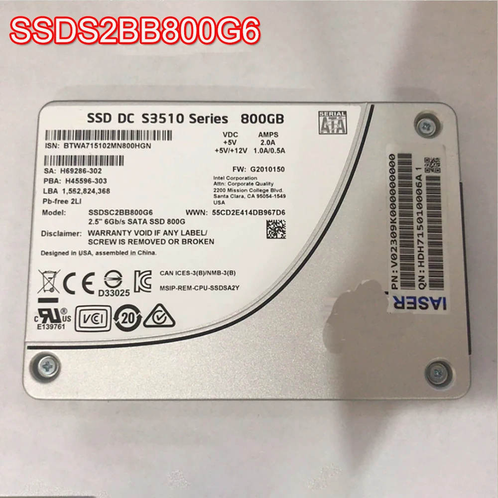 

SSDS2BB800G6 SSD DC S3510 800G Твердотельный накопитель