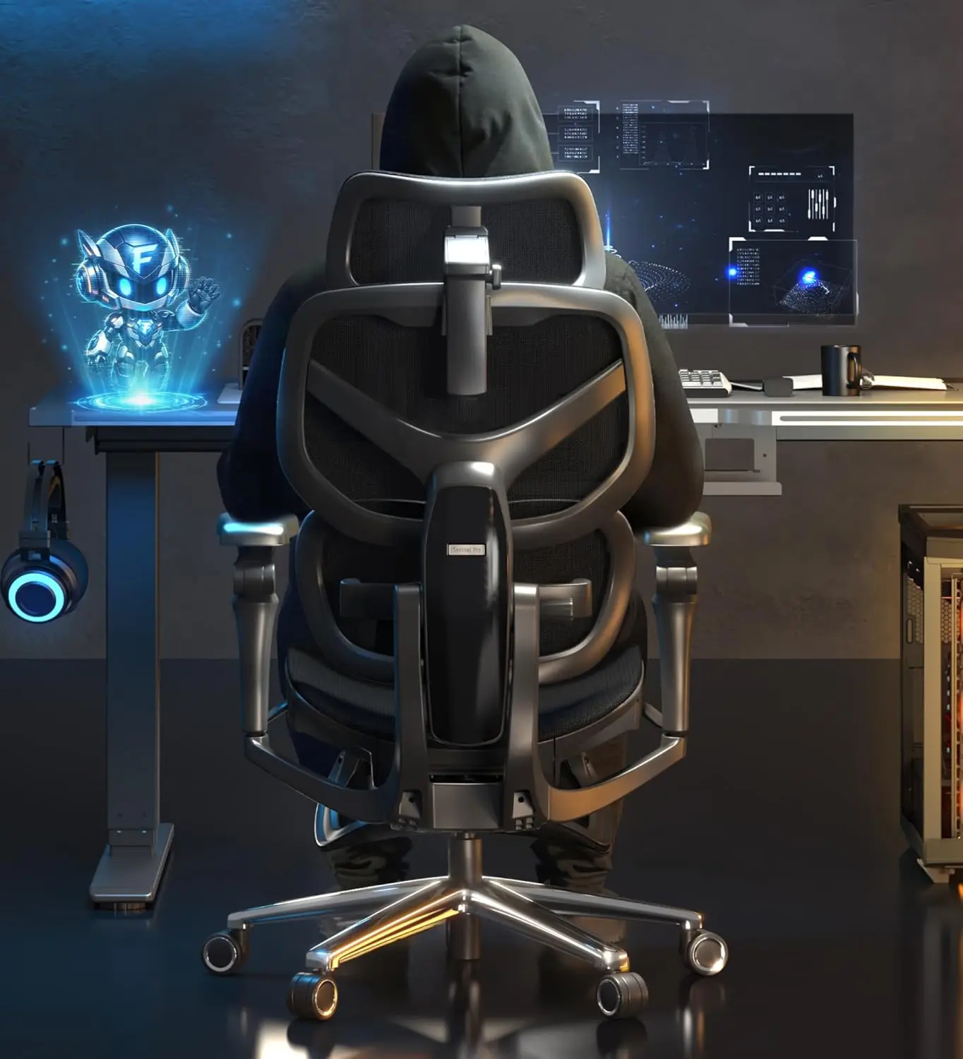 

Sentinel-Pro Ergonomic Gaming Chair with Dual-Wing Adaptive Lumbar, 7D Armrests, 4-Position Recline up to 145°, Height-Adjustab
