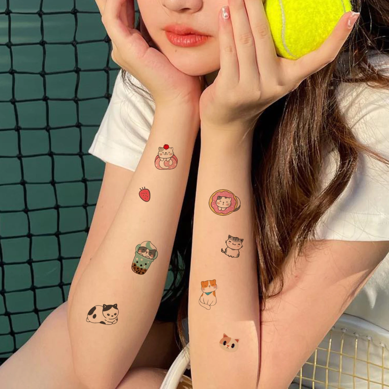 4pcs Cute Cartoon Animals Temporary Tattoo Sticker for Girls Small Waterproof Fashion Fake Tattoo Wrist Body Art Dog Cat Taty