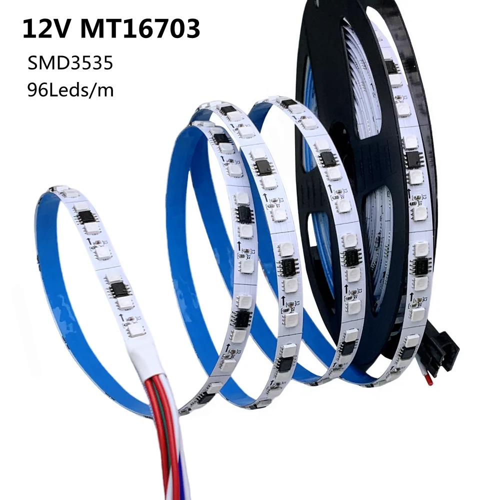 12V MT16703 Led Strip Light 4Pin Addressable RGB LED Lights WS2815 Updated  IP30 96Leds/m SMD3535 Smart Led Tape For Room Decor