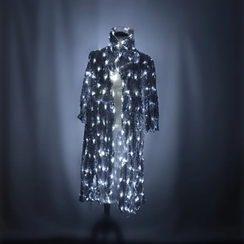 LED Jacket Men Clown Stage Performance Costume Sequins Parade Rave Outfit Nightclub Party Fancy Clothes Carnival Wear New Adult