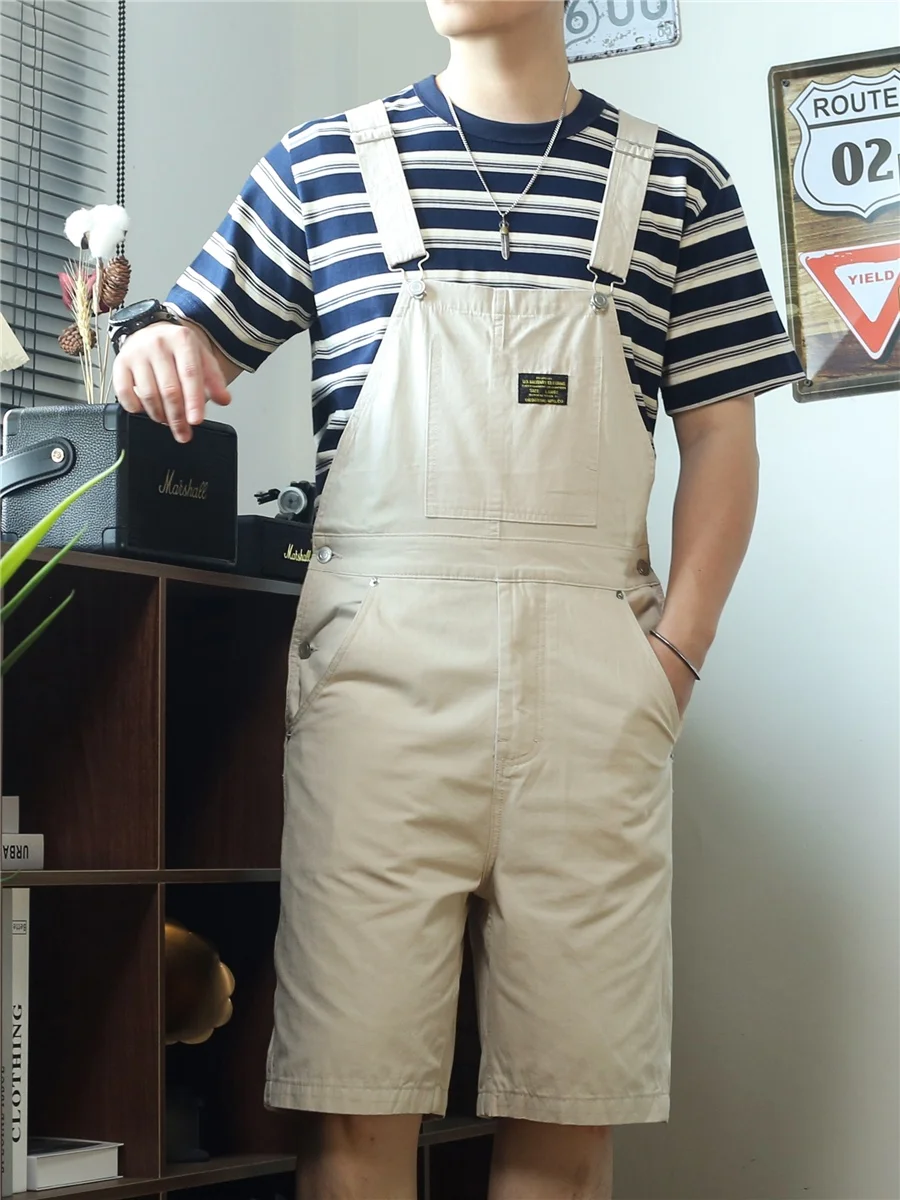 

American Retro Workwear Overalls orts Summer Five-Part Loose Straight Leg Work Pants Overalls ex Straight Leg Casual Pants