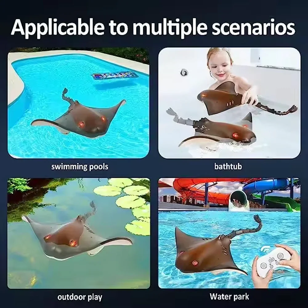 2.4g sem fio à prova dwireless água crianças simulação elétrica interativa manta ray natação peixe brinquedo rc animal brinquedos de controle remoto presente