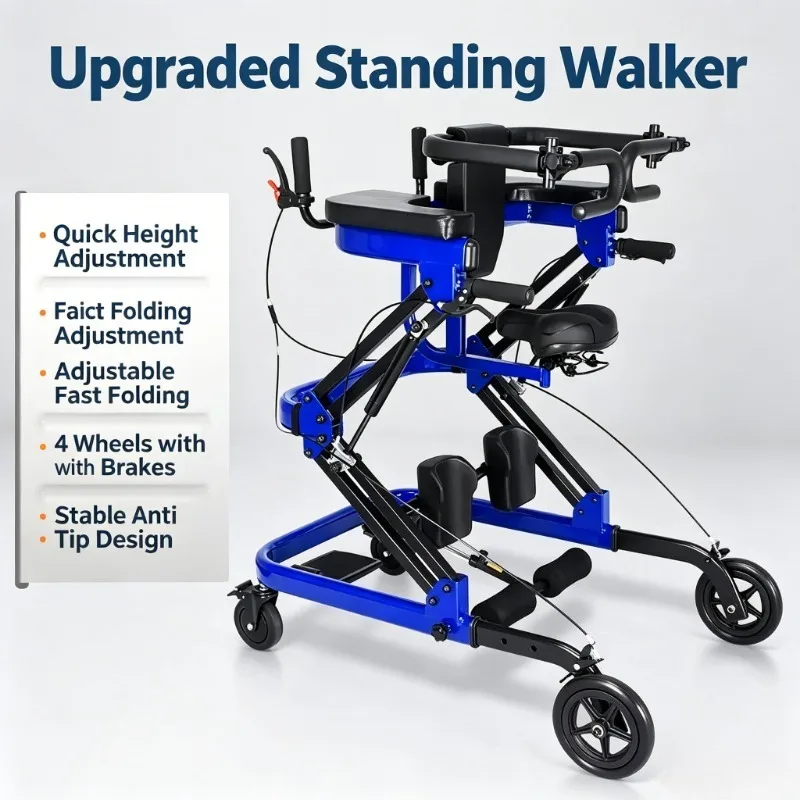 Multifunctional Adult Walker - Seniors Walking Aid & Rehabilitation Equipment with Lower Limb Training & Standing Support