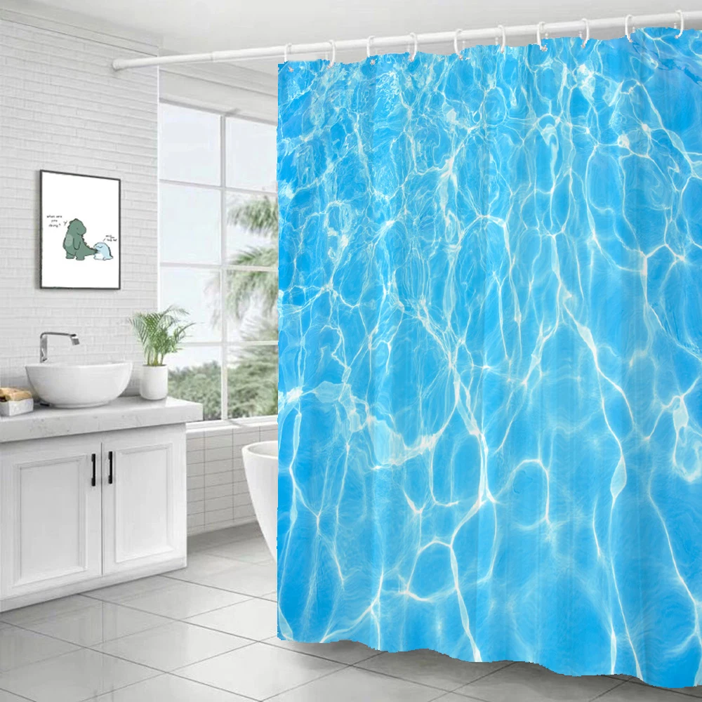 Blue Water Ripple Shower Curtains Abstract Print Waterproof Bath Curtains for Bathroom Home Decor Art Geometry Bathroom Curtain