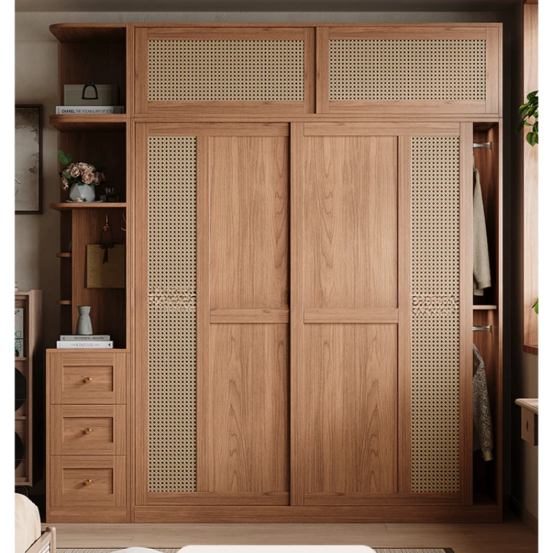 Large Drawers Locker Wardrobes Rattan Women Nordic Sliding Door Storage Closet Organizer Rack Teen Armario Furniture Home