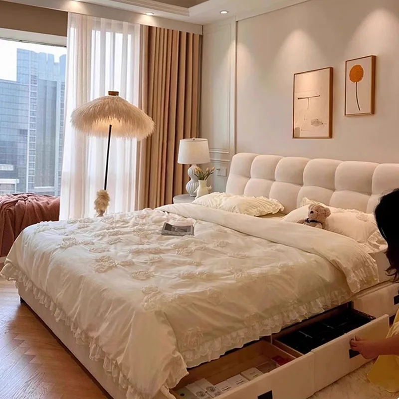 

Luxury Design Bed Relaxing Modern Unique European Sleeping Safe Hotel Universal Bed Wooden Letto Matrimoniale Salon Furniture