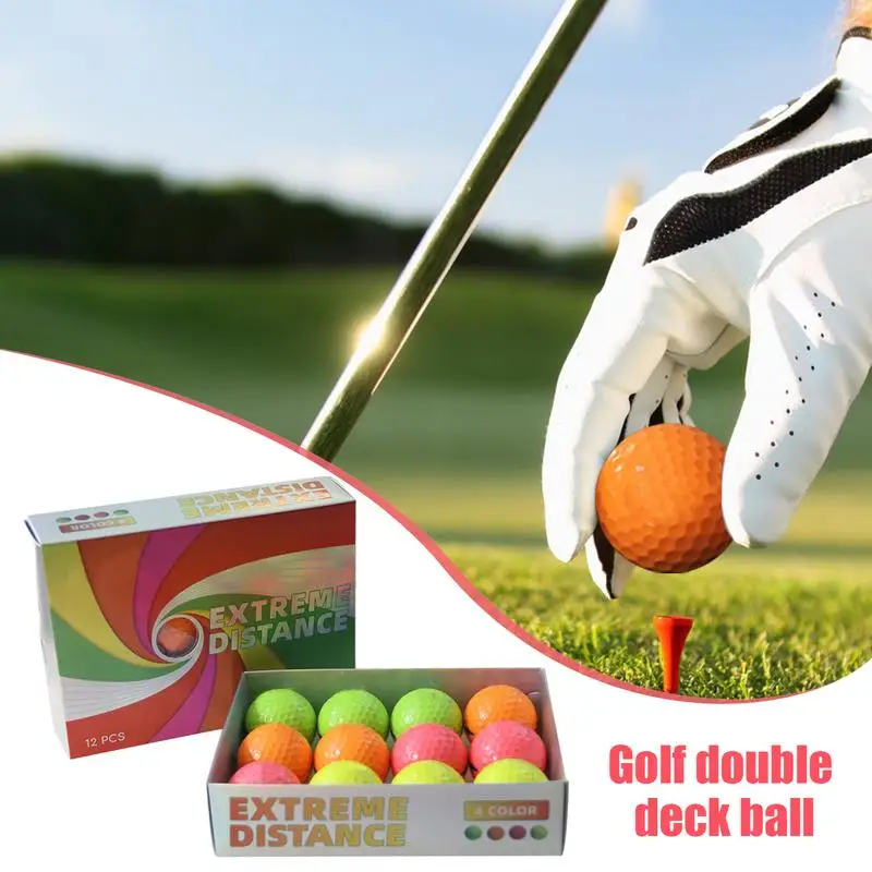 Colored Golf Balls Practicing Tool For Golf Professions 12X Golf Match Balls Golf Double Deck Ball Double Layer Golf Ball