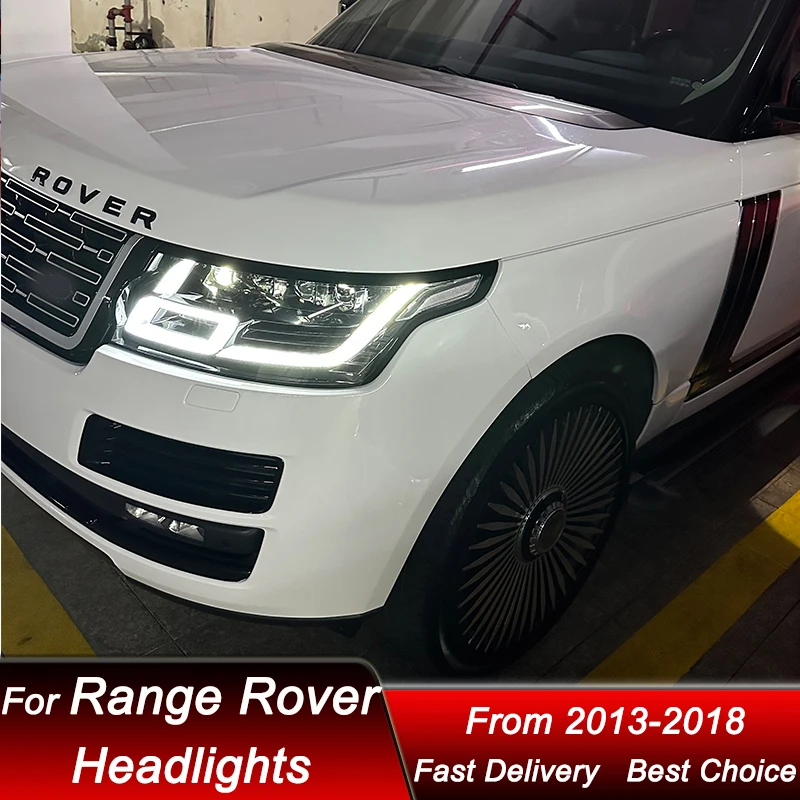 

Автомобильные светодиодные фары для Land Rover Range Rover 2013-2018, новый стиль, полный светодиодный дизайн, DRL, указатель поворота, комплект аксессуаров для фар