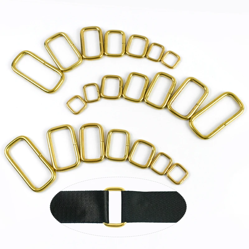 

14-50mm 2-10Pcs Solid Brass Rectangle Ring Buckles Backpack Fastener Metal Clasp Pet Collar Loops Hooks DIY Hardware Accessories