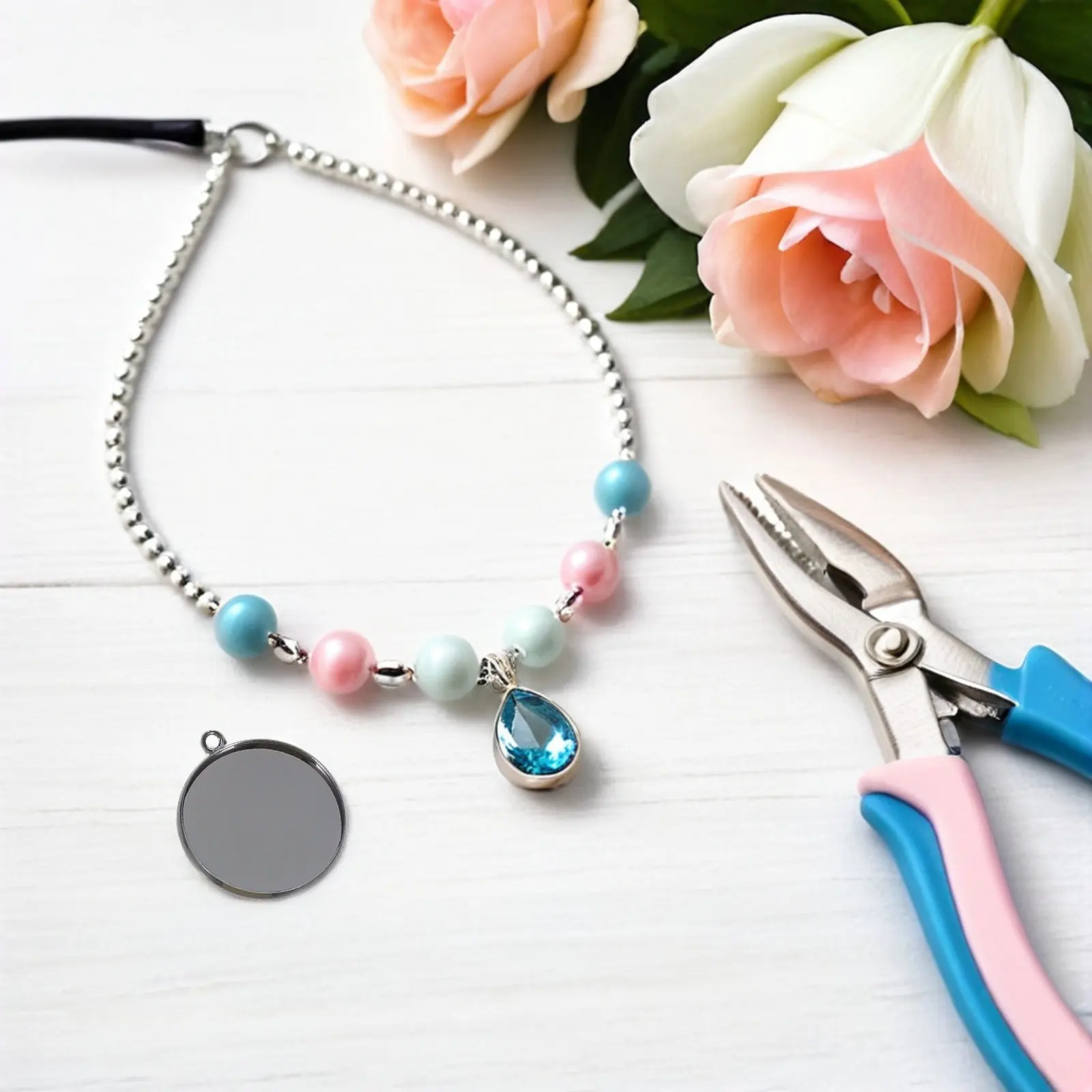 20Pcs Round Pendant Tray Blank 25Mm Metal Bezel Base Jewelry Findings Bezels for DIY Cabochon Necklace Making Jewelry Craft