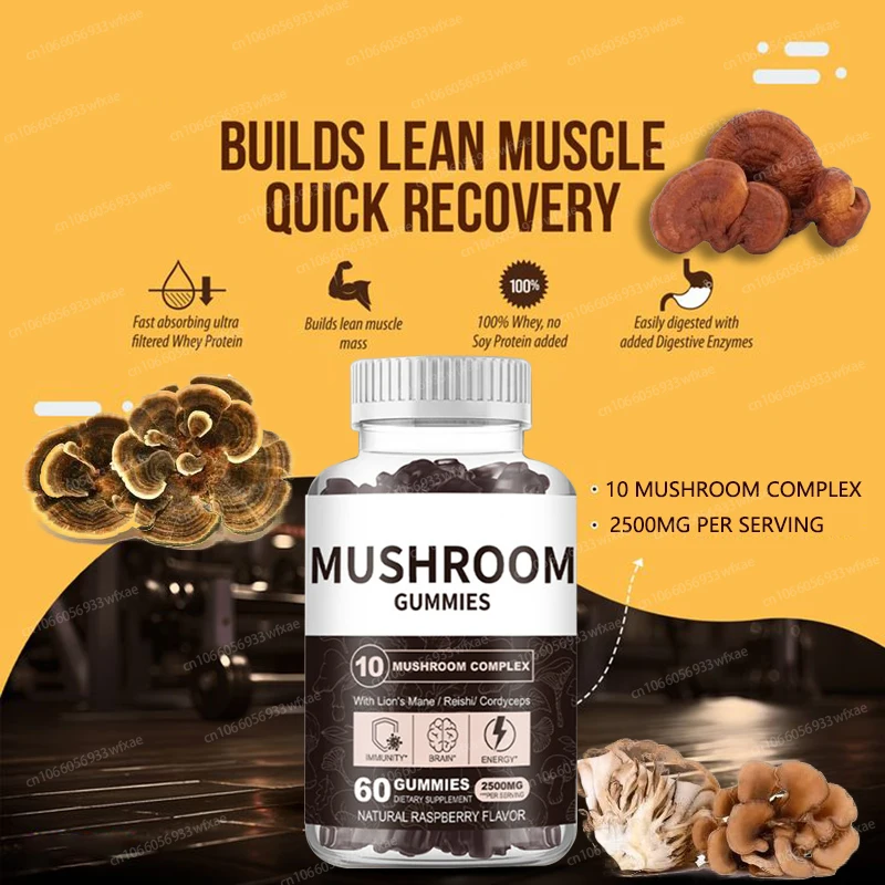 

Mushroom Lion's Mane Supplement Gummies Strength Immunity Improve Memory and Cognitive Support