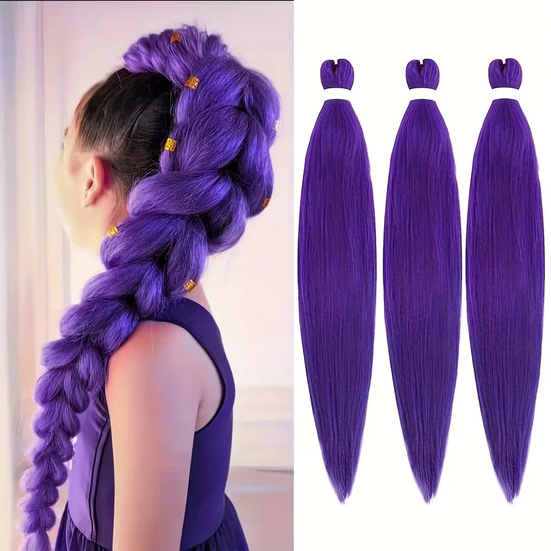 3ps Purple Pre-stretched Braiding Hair Extension 20'' Braid Yaki Synthetic Crochet Braiding Twist Hair Halloween Costume Cosplay