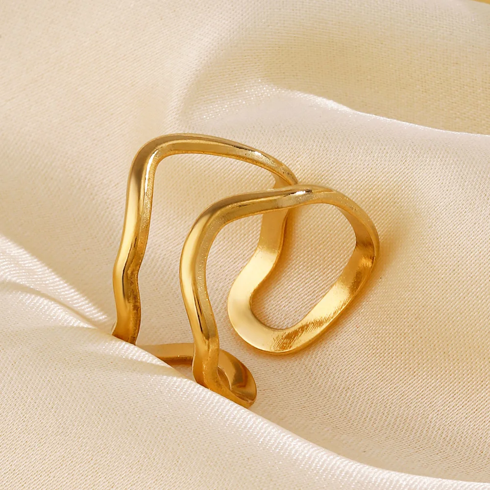 Yori Metal Geometric Unique Stainless Steel Adjustable Ring PVD Plated Daily Young Charm Jewelry Wholesale
