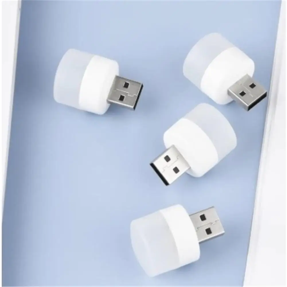 1pc 5V 1W Pocket Mini LED Night Light USB Plug Lamp Power Bank Charging USB Book Lights Small Round Reading Eye Protection Lamps