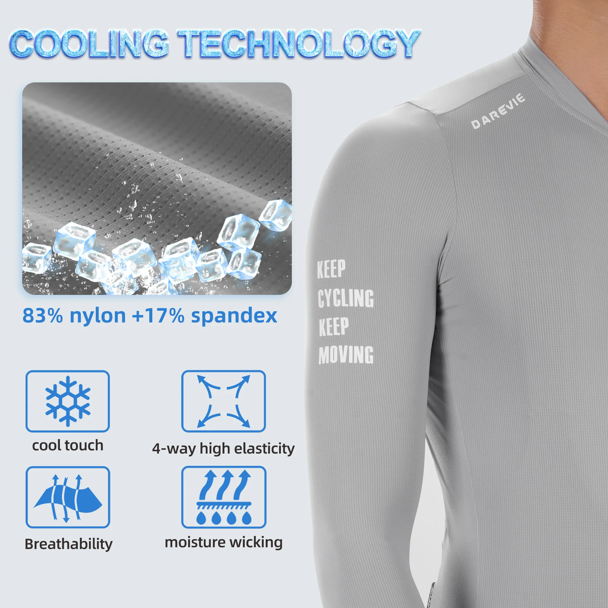 DAREVIE Cycling Jersey Long Sleeve Men Women 2024 Cool Feel Man Cycling Maillot Breathable Quick Dry SPF 50 Slim Fit Small Size