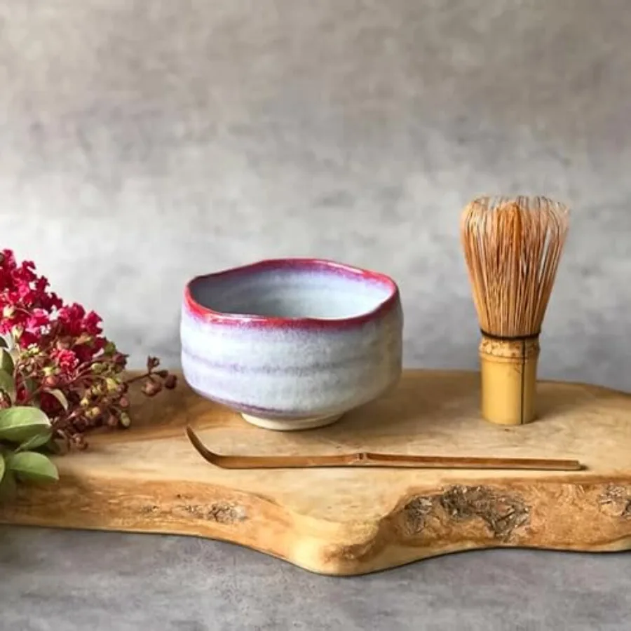 

Traditional Japanese Matcha Bowl Set Handcrafted Mino Ware Chawan with Bamboo Whisk and Scoop 12 oz Ceramic Tea Ceremony Collec