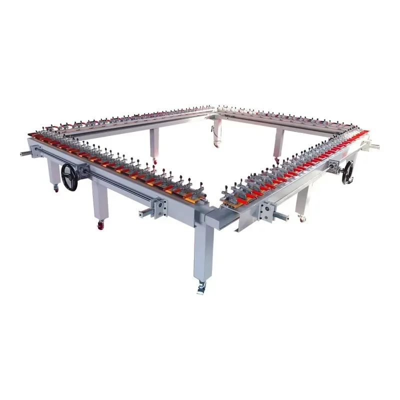 【Best-selling】Large Size Customized Double Clamp Silk Screen Printing Mesh Stretching Machine Screen Mesh Stretcher With Worm D