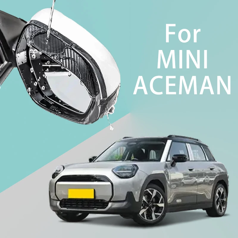 For MINI ACEMAN car rearview mirror rain brow thickened carbon fiber texture rearview mirror rain brow