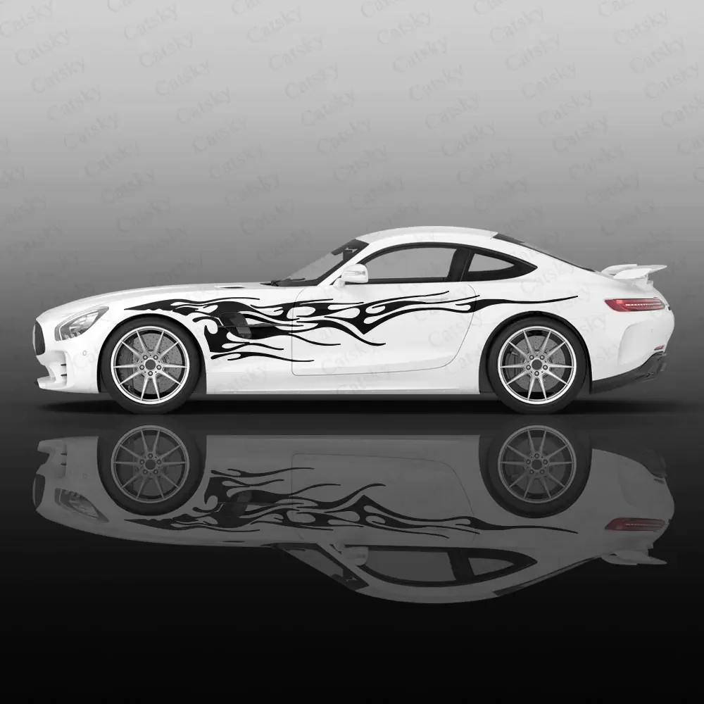불규칙 불꽃 자동차 스티커, 범용 개조 레이싱 페인트 자동차 스티커, 측면 포장 그래픽 통증 자동차 스티커, 2 개