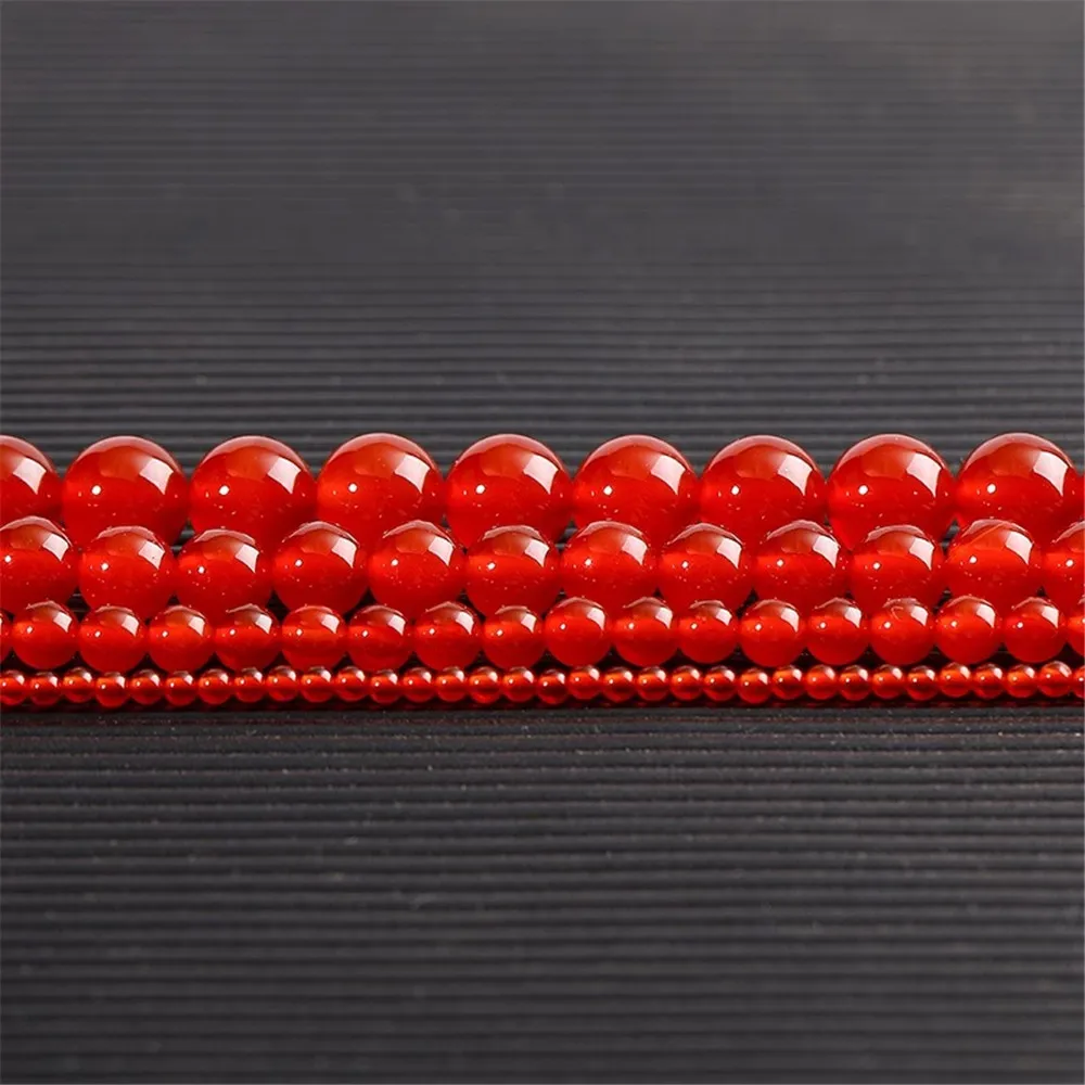 Natural Red Agate Beads Loose Beads DIY Handwoven Crystal Bracelet Necklace Beaded Jewelry Material with Beads L388