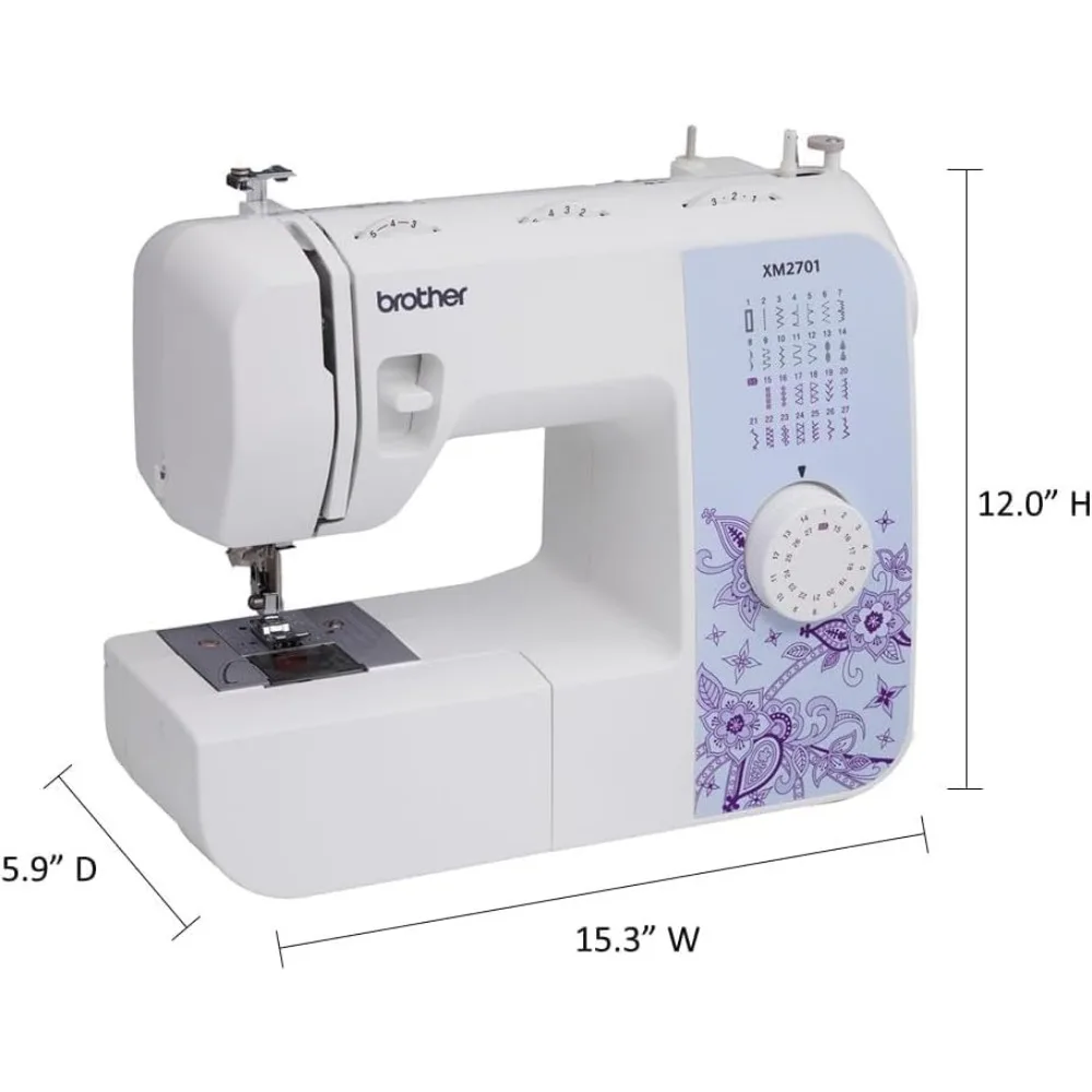 ماكينة خياطة خفيفة الوزن كاملة المميزة 27 غرزة مع 6 أقدام ضغط متضمنة