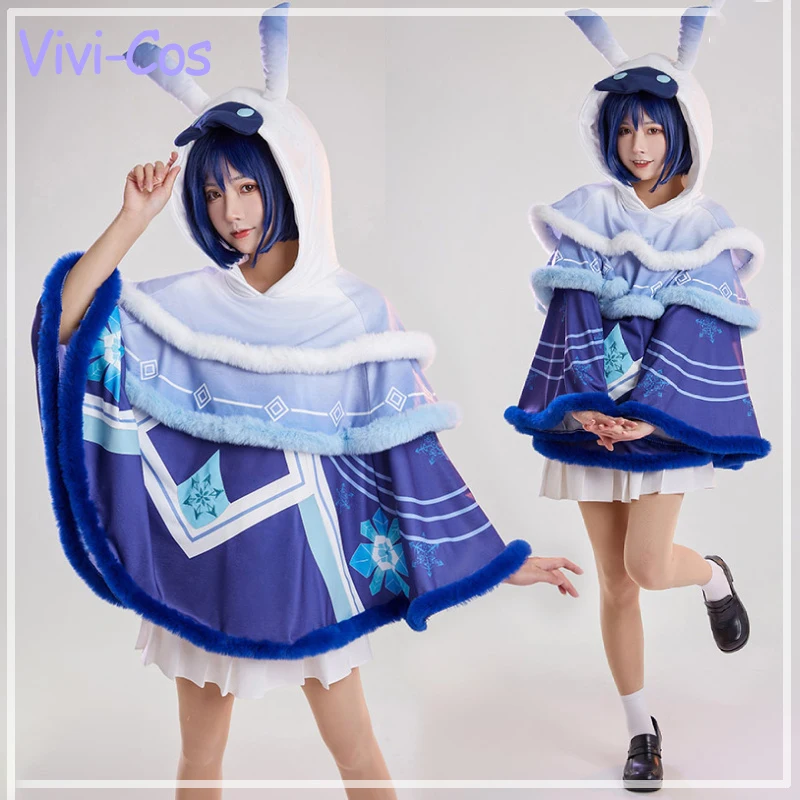 Vivi-Cos Game Genshin Impact Ice Monster Hilichurl Cute Cloak Windproof And Warm Cape Cosplay Costumes Halloween Role Play Party