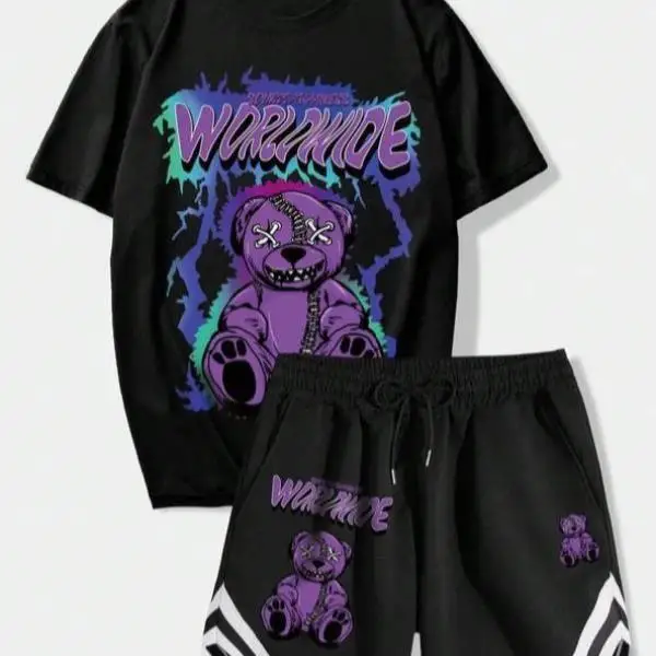 Nowe komplety odzieżowe NS Męska odzież sportowa codzienna Koszulka z krótkim rękawem Siedem Sve Długość spodni Jesienna sezonowa moda Wygodna Oddychająca