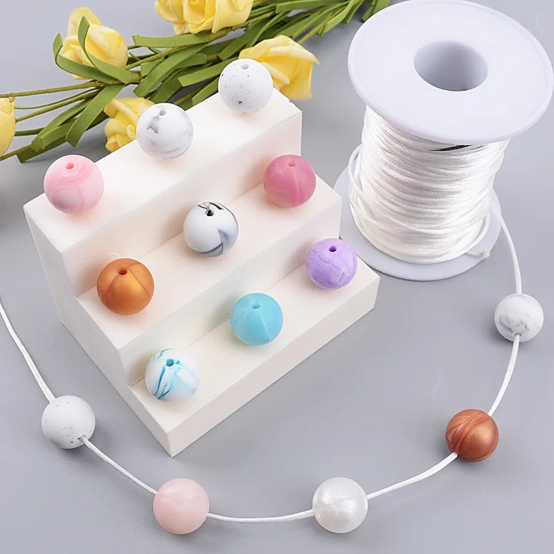 TYRY.HU 12mm 10pcs Silicone Beads Food Grade Silicone Teether Round Beads Baby Chewable Teething Beads silicone teether for diy