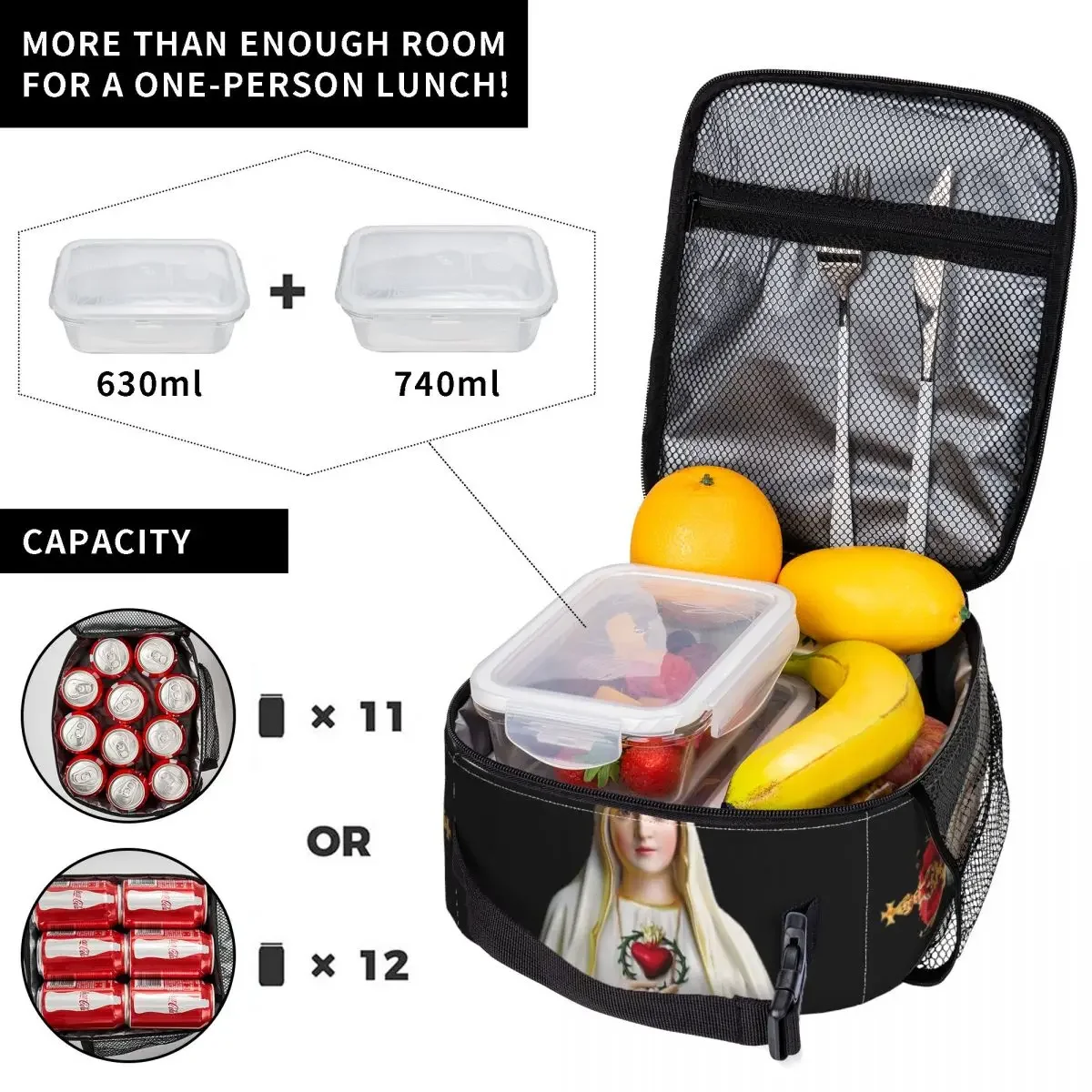 Insulated Lunch Boxes Our Lady of Fatima Merch Mother of God Food Box Harajuku Thermal Cooler Bento Box for School